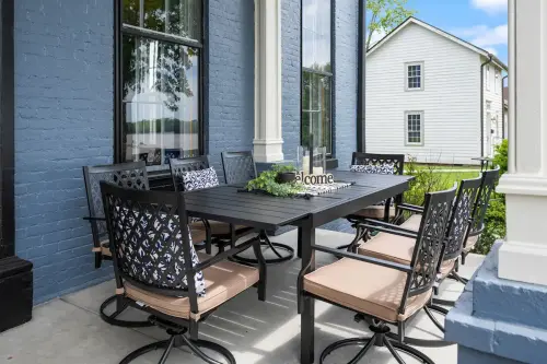 Porch with plenty of seating for a group of 20+